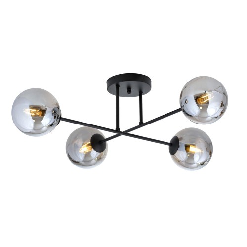 Lampa na sufit z 4 kulkami grafitowymi do nowoczesnych pokoi i kuchni.