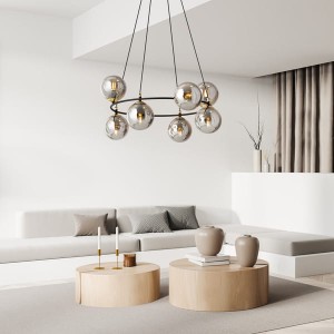 Żyrandol ring z grafitowymi kulami AZURRO 51294/7