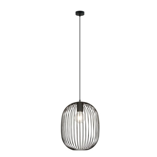Lampa wisząca pojedyncza w stylu loft klosz duży z drutu.