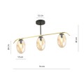 Lampa przysufitowa do niskich pokoi z kloszami w kolorze miodowym.