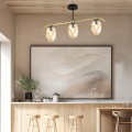 Lampa sufit do niskiego pokoju z kloszami bursztynowymi.