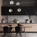Żyrandol czarny do małego salonu z 4 kulkami grafitowymi.