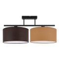 Lampa na sufit z 2 abażurami w kolorze cappuccino i brąz.