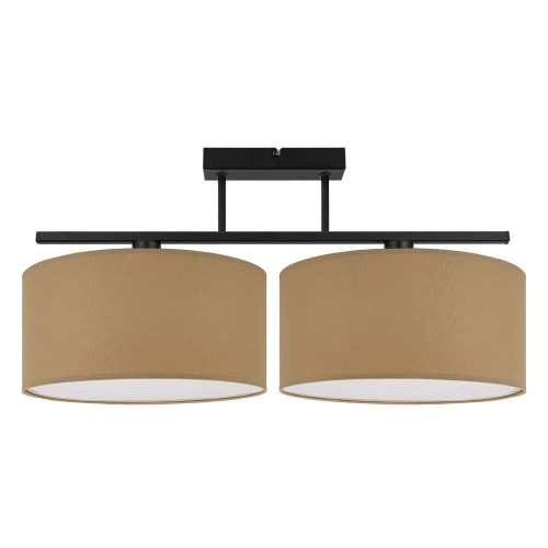 Lampa na sufit do jadalni i pokoju z 2 dużymi abażurami w kolorze cappuccino.