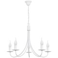 Żyrandol świecznikowy biały na 5 żarówek, do salonów, kuchni, sypialni i pokoi.