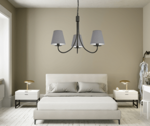 Żyrandol klasyczny z szarymi abażurami KAMA 0001/AB08