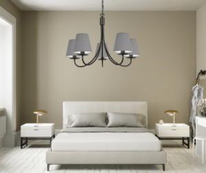 Żyrandol vintage z szarymi abażurami KAMA 0002/AB08 