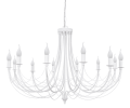 Duży biały żyrandol świecznikowy do wysokich salonów i jadalni.
