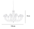 Klasyczny duży biały żyrandol na 12 żarówek z abażurami białymi.