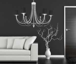 Żyrandol  duży z abażurami biało-czarny JOVESA  2096/S014