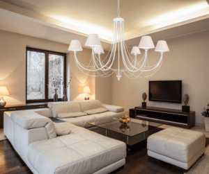 Duża biała lampa z abażurami ecru JOVESA  2096/S102