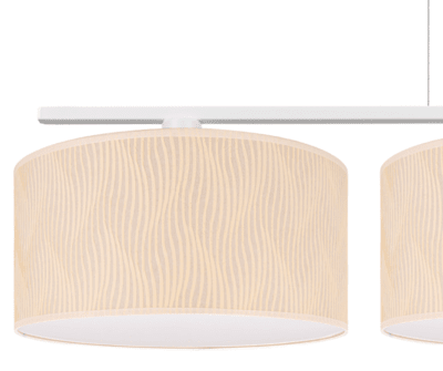 Lampa wisząca poprzeczna duża, 3 abażury w kolorze kremowym w delikatne wzory.