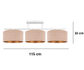 Lampa przysufitowa do niskich salonów i jadalni z abażurami beżowo-złotymi.