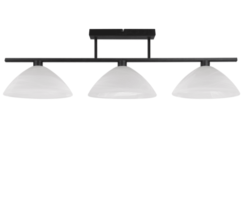 Lampa podłużna z kloszami szklanymi na sufit.