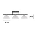 Lampa na sufit z 3 dużymi kloszami szklanymi.