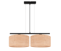 Modna podwójna lampa wisząca z kloszami z rattanu.