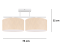 Lampa przysufitowa do jadalni i pokoju z 2 dużymi abażurami w kolorze kremowym w paseczki.