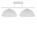 Lampa biała na sufit z 2 dużymi kloszami szklanymi.