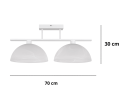 Lampa biała przysufitowa nad stół do kuchni i jadalni. 2 szklane klosze białe.