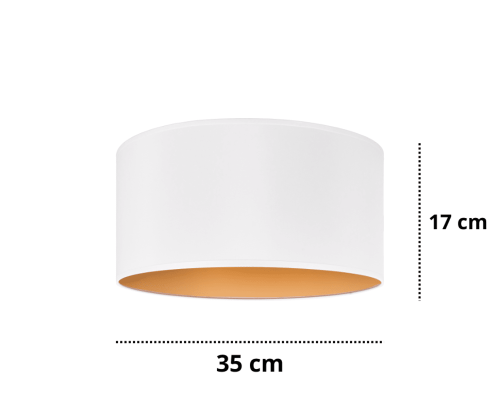Abażur do lampy wiszącej biało-złoty. Średnica 35 cm - wysokość 17 cm.