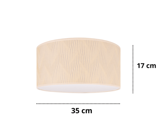 Abażur w kolorze kremowym - ecru w paseczki. Średnica 35 cm wysokość 17 cm.