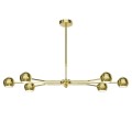 Nowoczesna złota lampa wisząca na sufit z 6 reflektorkami.