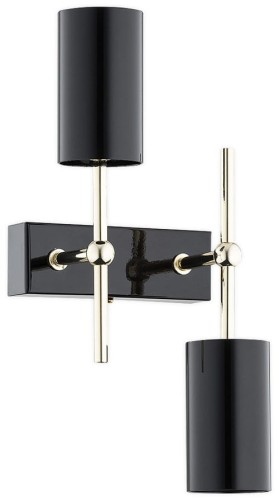 Kinkiet podwójny nowoczesny w kolorze czarno-złotym.