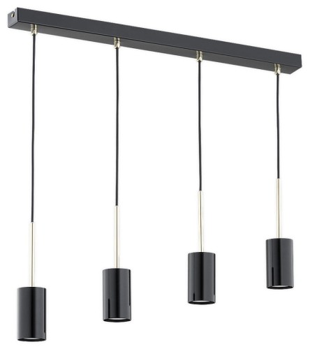 Lampa wisząca na 4 żarówki ledowe. Czarne tuby.