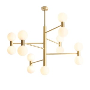 Żyrandol  złoty z kulami białymi  LARO 1134/PL/R40/A 