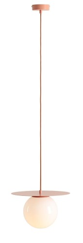 Lampa wisząca pojedyncza-zwis do pokoju dziecka w kolorze koralowym.