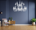 Żyrandol duży świecznikowy w kolorze białym do sal weselnych, hoteli, restauracji i kawiarni.