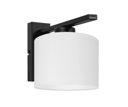 Kinkiet ścienny z białym abażurem.