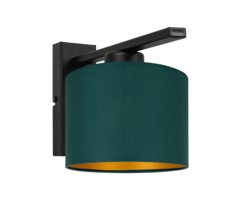 Nowoczesny kinkiet w kolorze butelkowej zieleni.