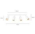 Lampa na sufit halogeny 4 w kolorze biało-złotym.