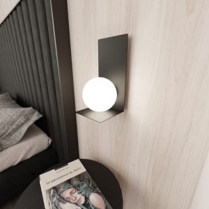 Kinkiet loft czarny z kulą białą NORM 51166/5