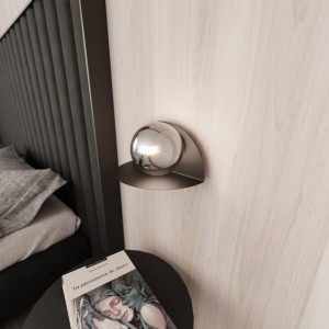 Lampa na ścianę czarna z grafitową kulą  NORM 51166/8