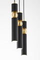 Lampa wisząca z tubami czarno-złotymi. Lampa w stylu glamour.