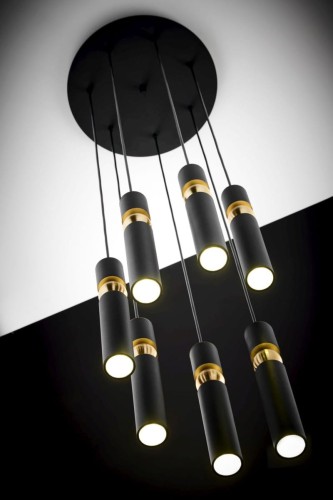 Elegancka lampa tuba z 7 punktami światła typu led.