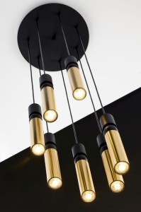 Lampa nowoczesna 7 spotów czarno-złotych TALAS R220018