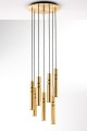 Bardzo efektowna i elegancka lampa nowoczesna w kolorze złotym. Złote tuby wiszące.