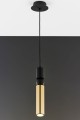 Lampa pojedyncza nad wyspę kuchenną. Spot tuba czarno-złota.