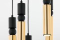 Rurki - tuby czarno złote wiszące na przewodach. Lampy spot wiszący.