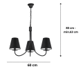 Lampa trzyramienna - prosty żyrandol z abażurami.