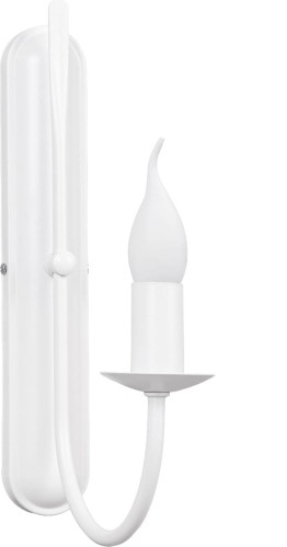 Pojedynczy biały kinkiet świecznikowy.