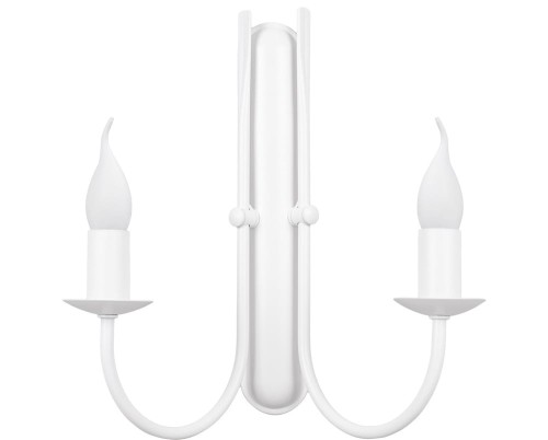 Podwójny biały kinkiet na ścianę na żarówki świecznikowe.