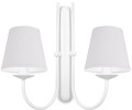 Kinkiet podwójny biały z abażurkami białymi.