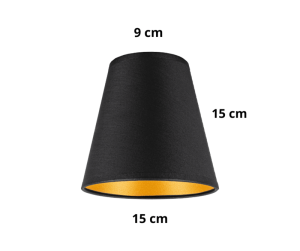 Abażur czarno - złoty  stożkowy AB/15/E-14/S  