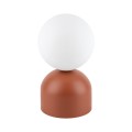 Lampa nocna z designerską podstawą w modnym kolorze ceglastym - brick.
