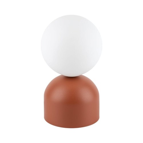 Lampa nocna z designerską podstawą w modnym kolorze ceglastym - brick.
