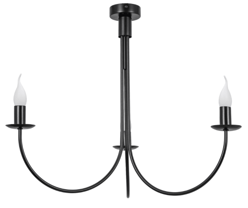 Prosty i klasyczny czarny żyrandol świecznik na 3 żarówki.